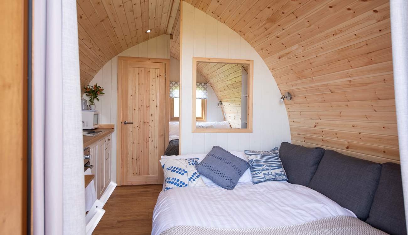 The sofa bed easily converted to a double bed.