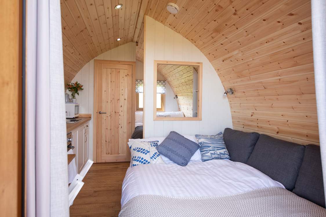 The sofa bed easily converted to a double bed.