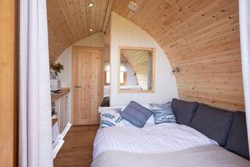 The sofa bed easily converted to a double bed.