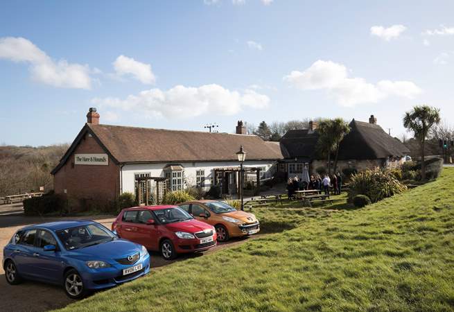 Take a short drive and go to the Hare and Hounds pub for superb food and local ales.