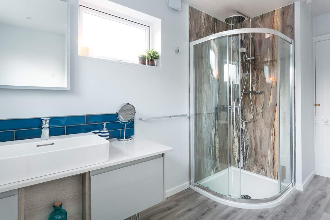 There is a large shower.