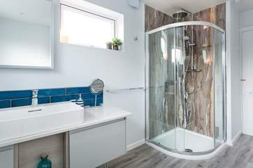 There is a large shower.