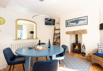 Enjoy romantic meals in front of the wood-burner - making this a super cosy cottage any time of year. 