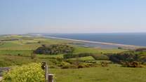 Chesil beach on the Jurassic Coast road, from Weymouth to West Bay, magnificent views in both directions.