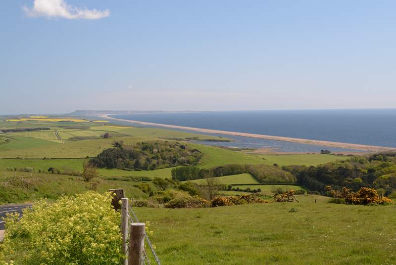 Chesil beach on the Jurassic Coast road, from Weymouth to West Bay, magnificent views in both directions.