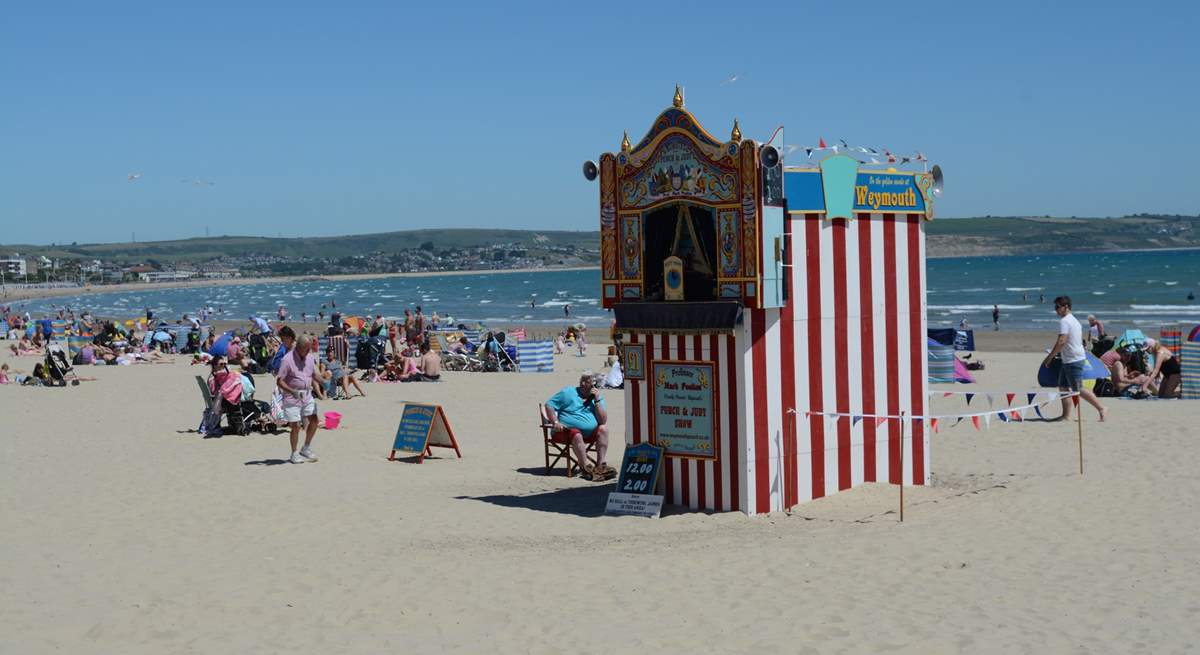 The safe, sandy beach at Weymouth still has a traditional Punch and Judy show in the summer months.