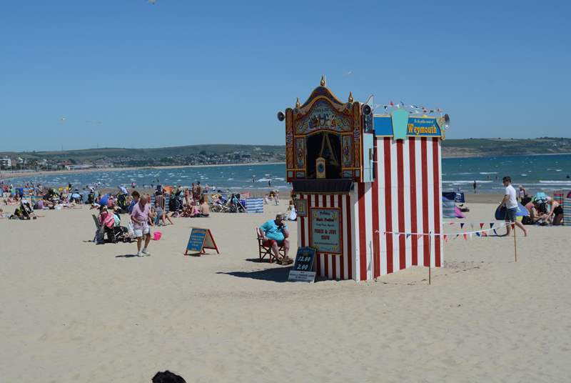 The safe, sandy beach at Weymouth still has a traditional Punch and Judy show in the summer months.