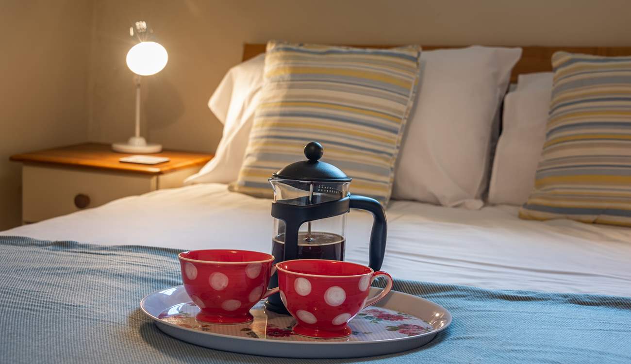 Coffee in bed, perfect.