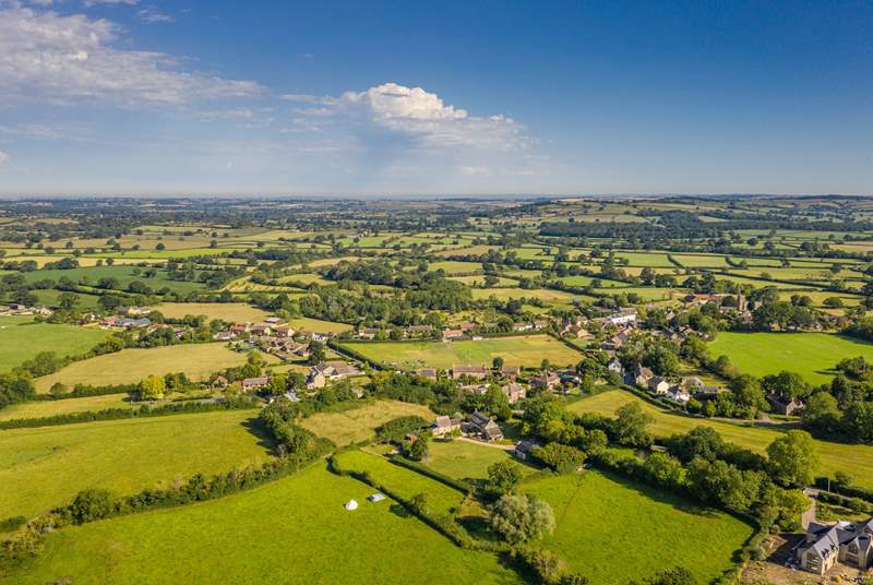 What a beautiful setting. Pound Farm Cottage is the first house up from the bottom of the photograph, in the centre, with the owner's house next door.