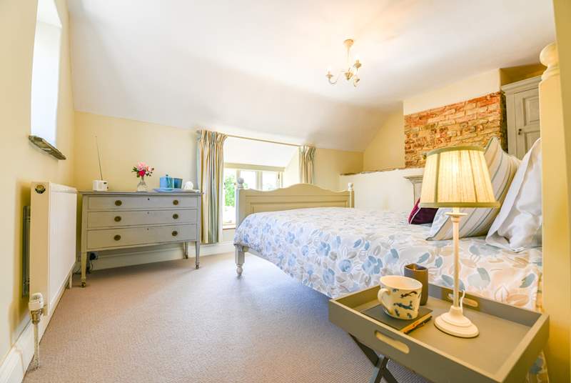 Fabulous views over open countryside from the window of the galleried bedroom.