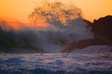 Stormy evening seas at Rinsey.