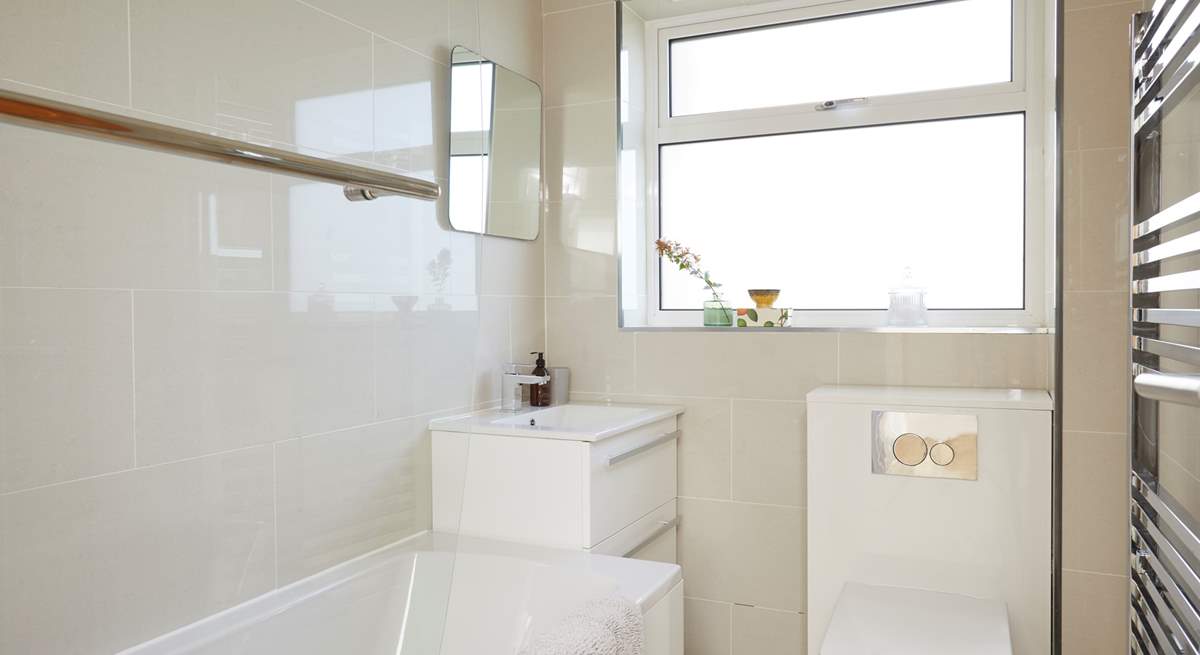 The family bathroom is located on the second floor. Get the hot water running, the bubbles poured and have a lovely bubble bath.