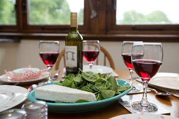 ... or for supper, Woodbine Barn is a perfect setting for a relaxing holiday away from it all.
