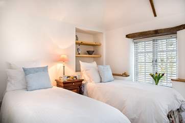 The delightful twin bedroom can also be made up as a king-size double bed.