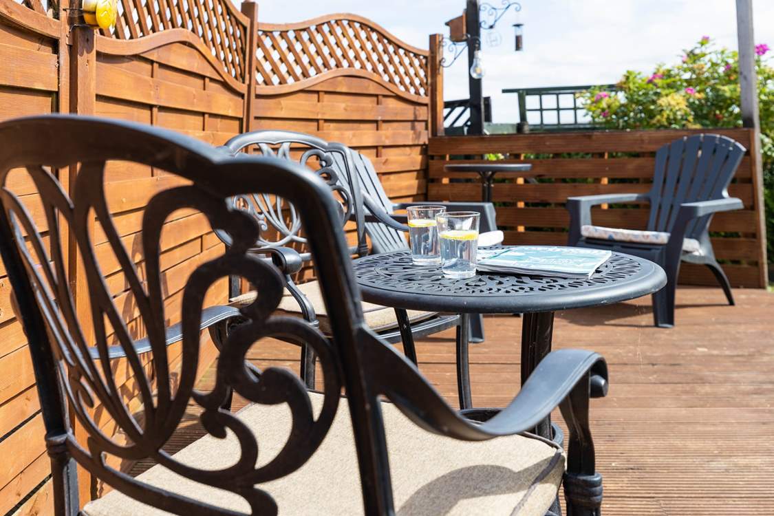 Enjoy a spot of al fresco dining in the outside seating area.