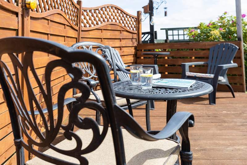 Enjoy a spot of al fresco dining in the outside seating area.