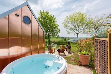 The simply stunning Observatory with blissful bubbling hot tub taking in the glorious countryside views.