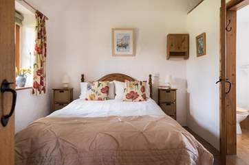 The bedroom is very peaceful.