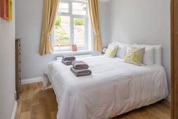 The king-size double bed on the ground floor. Bedroom 1.