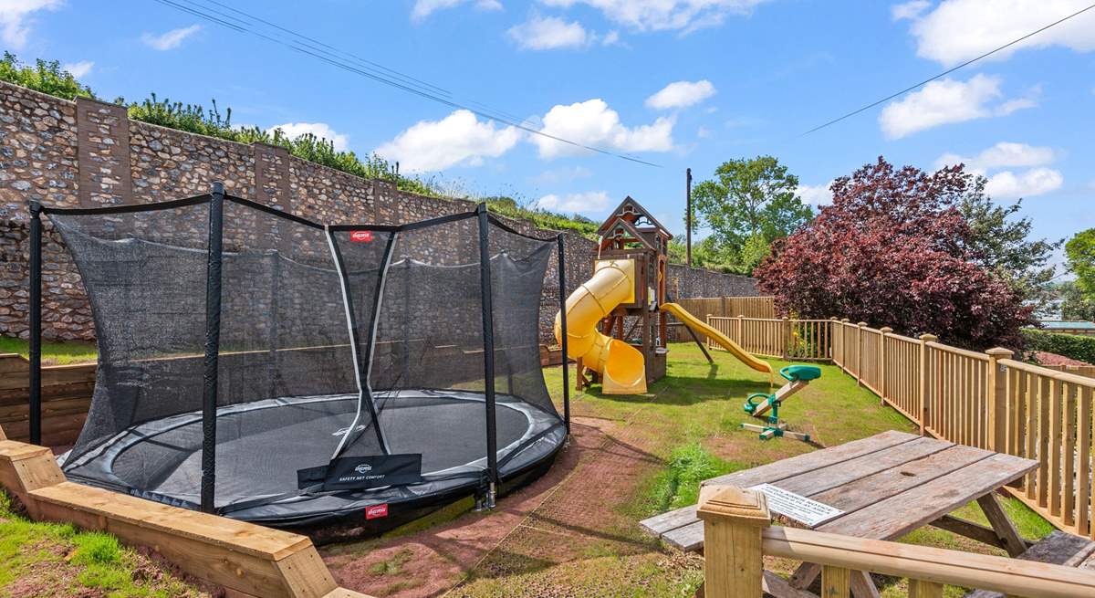 Bounce away the hours on the trampoline.