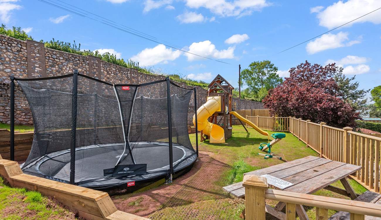 Bounce away the hours on the trampoline.