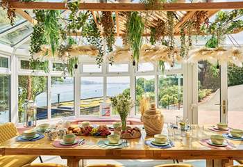 Enjoy sociable dining with a stunning waterside view.