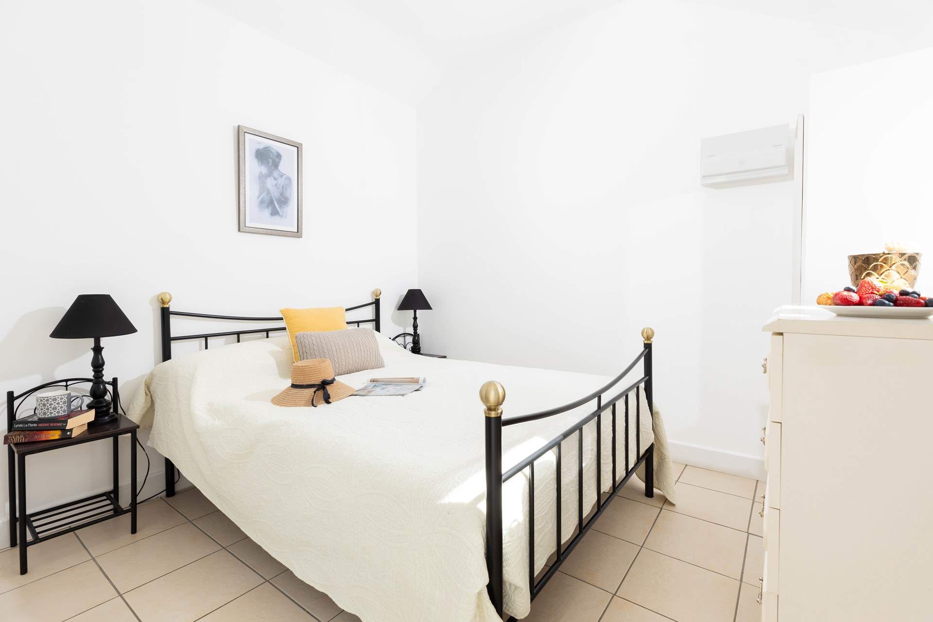 The bedroom is a relaxing oasis in this charming barn.  