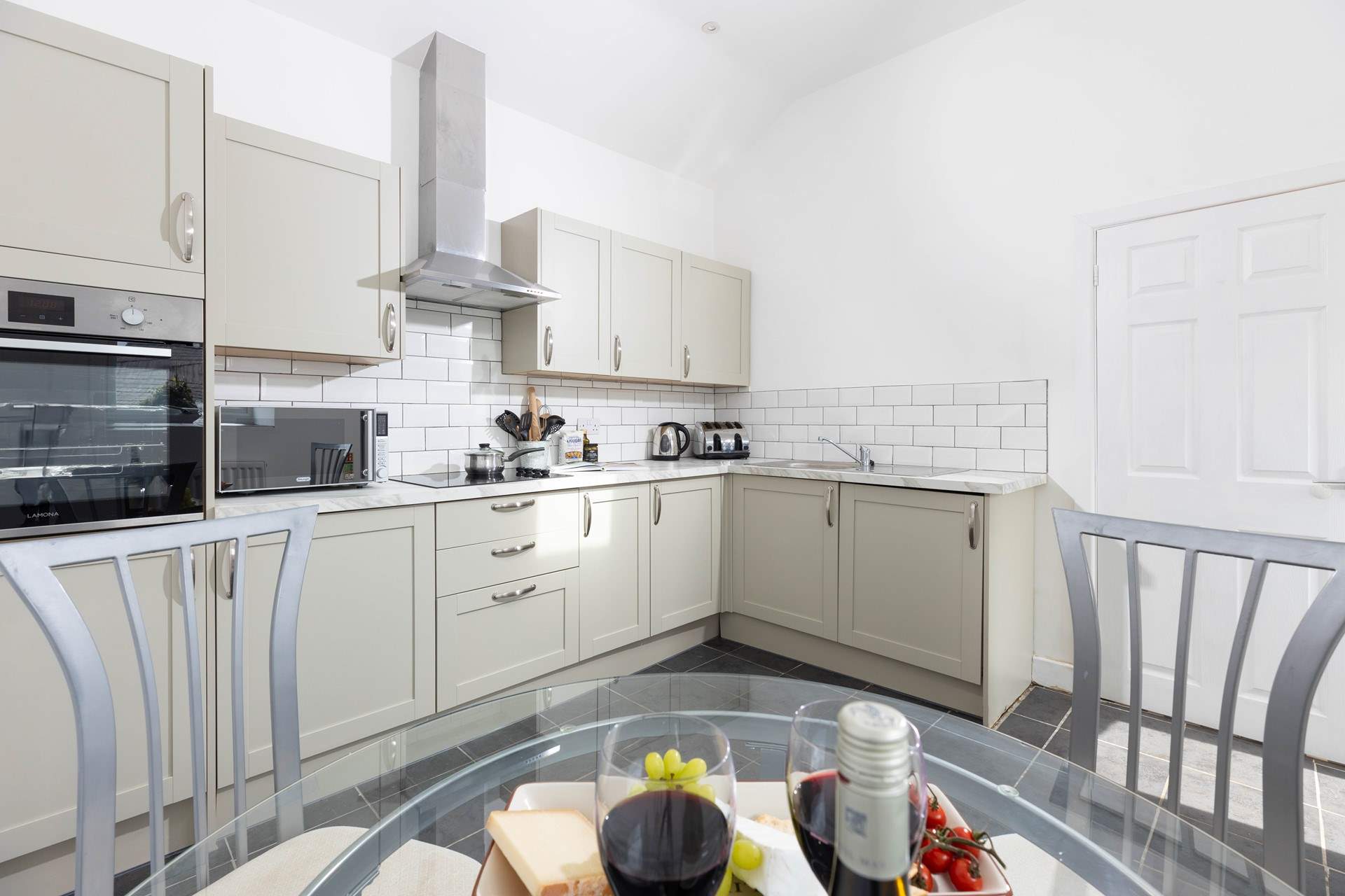 The light and airy kitchen at Buzzard's Rise. 