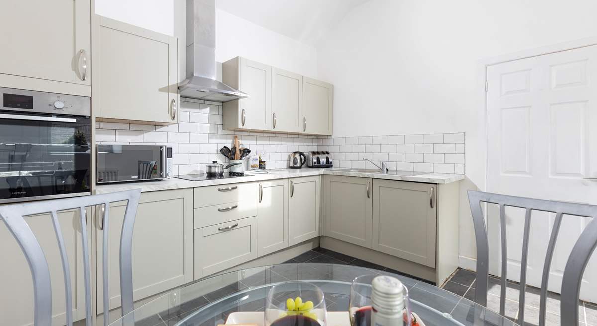 The light and airy kitchen at Buzzards Rise. 