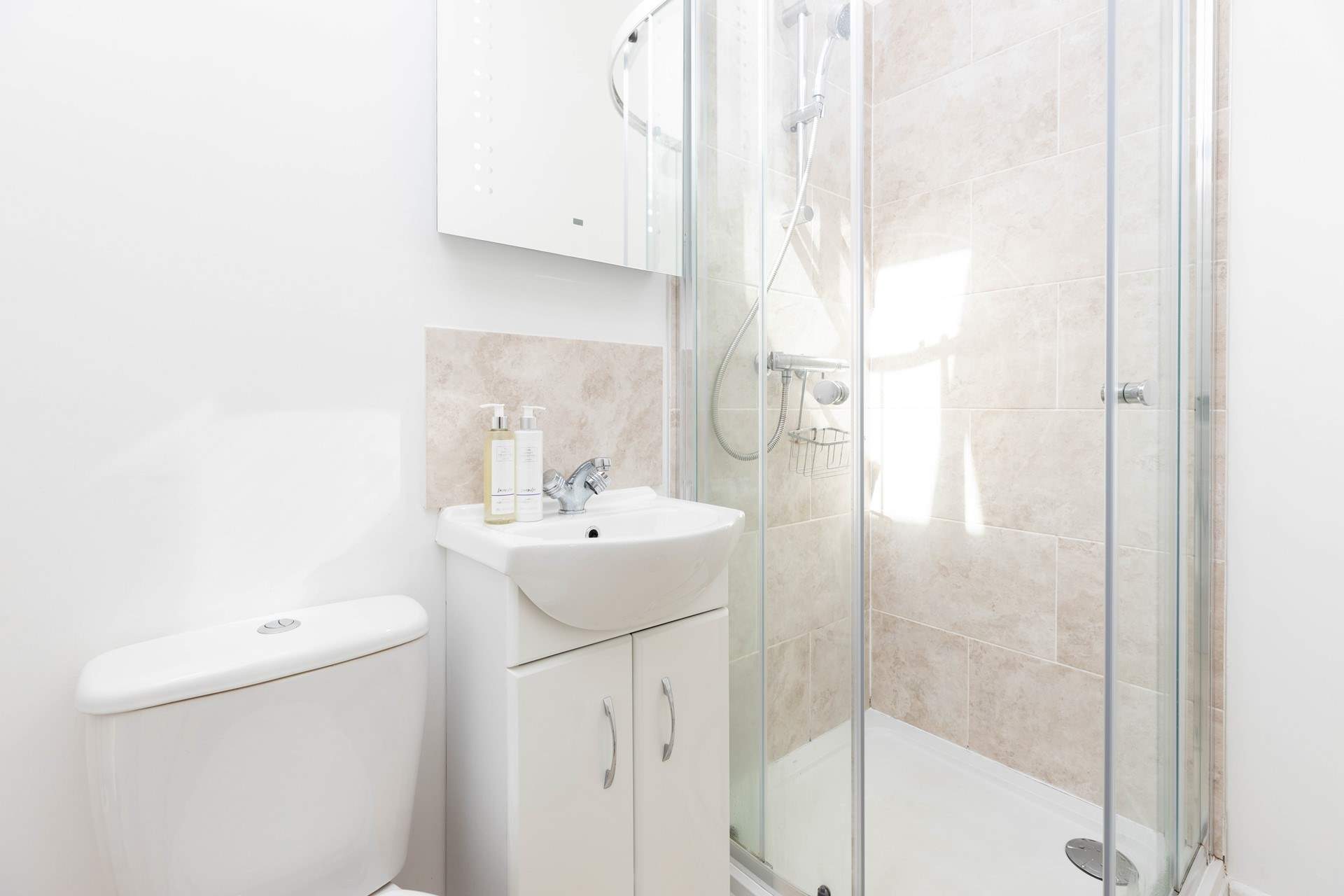 The modern en suite shower-room.