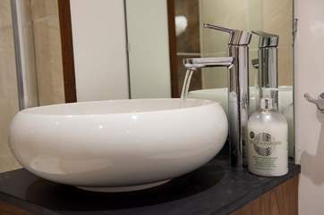 The modern fittings in the en suite shower-room.