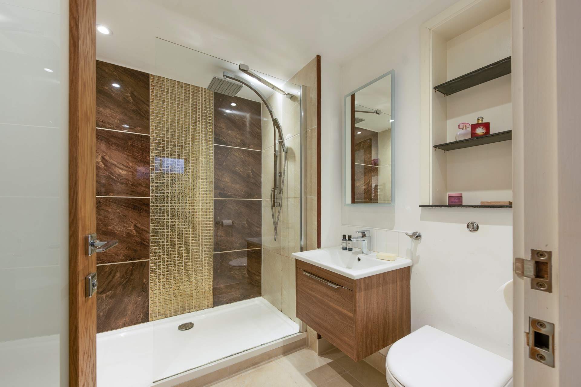The stylish en suite shower-room.