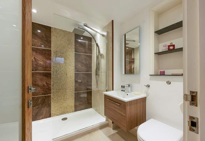 The stylish en suite shower-room.