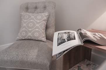 Tasteful furniture upholstered by the owner herself.