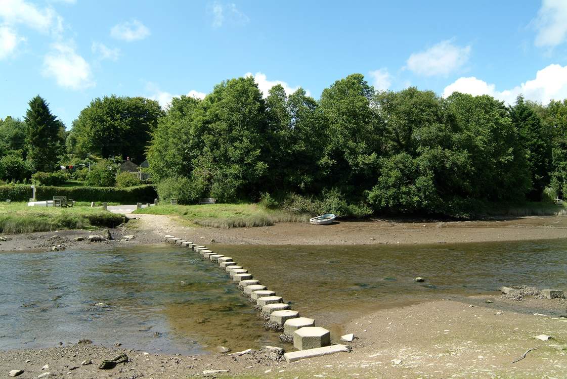 At low tide you can walk across the river via the stepping stones.
