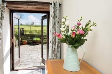 The French windows lead out onto the terrace...