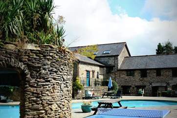 Looking back at the pool and the cottages.