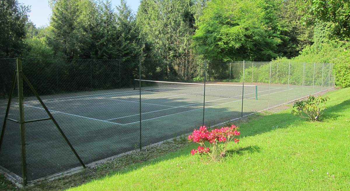 Another view of the well-maintained tennis court.