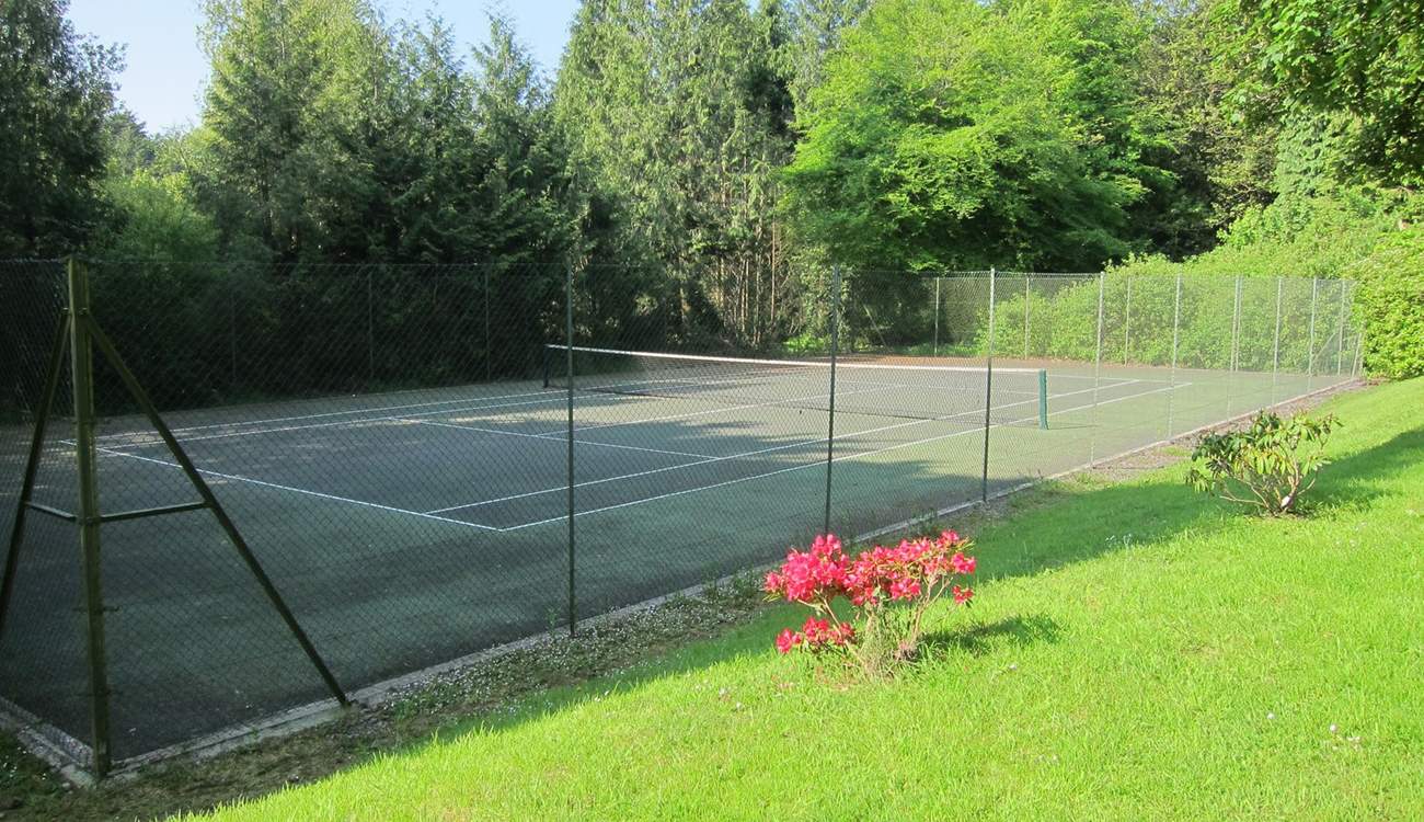 Another view of the well-maintained tennis court.