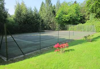 Another view of the well-maintained tennis court.