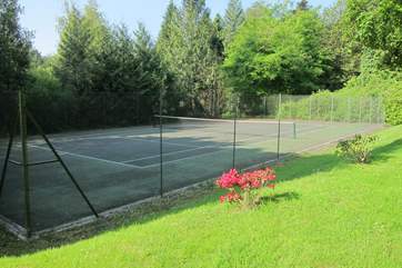 Another view of the well-maintained tennis court.