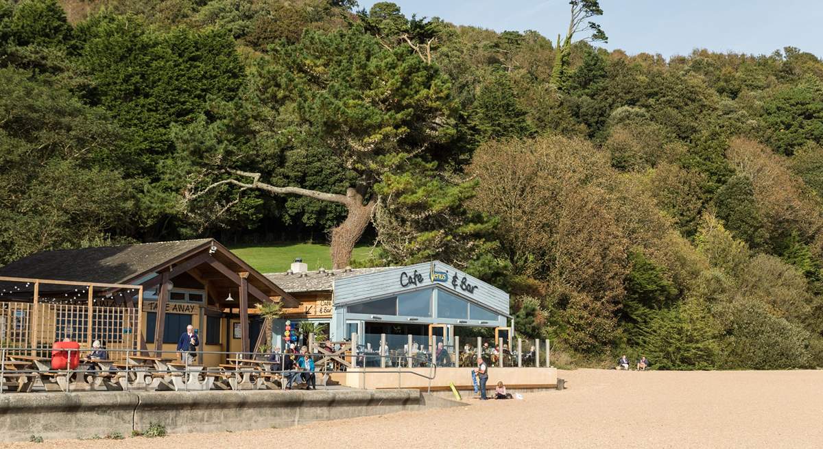 The beach cafe welcomes you to Blackpool Sands.