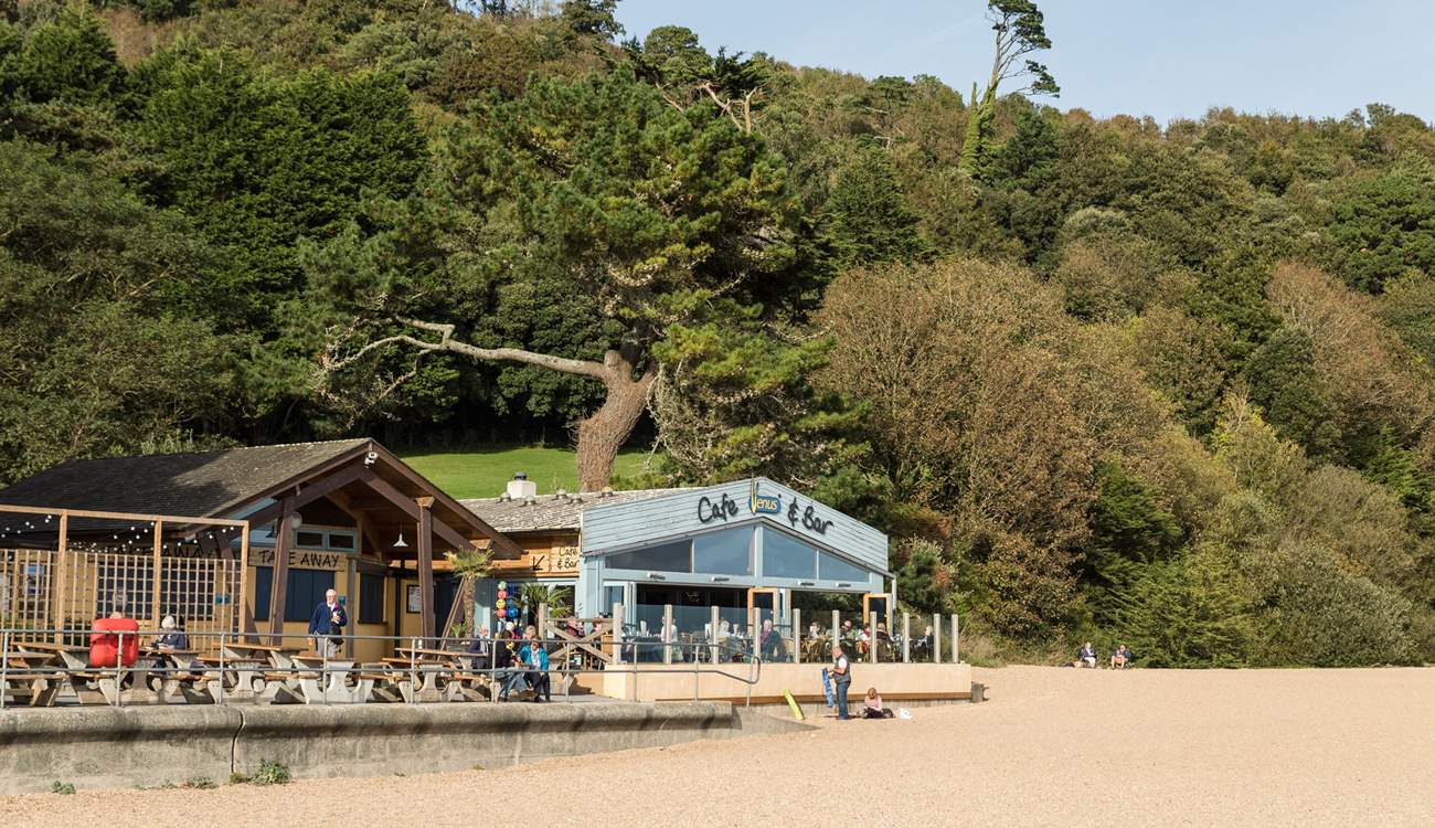 The beach cafe welcomes you to Blackpool Sands.