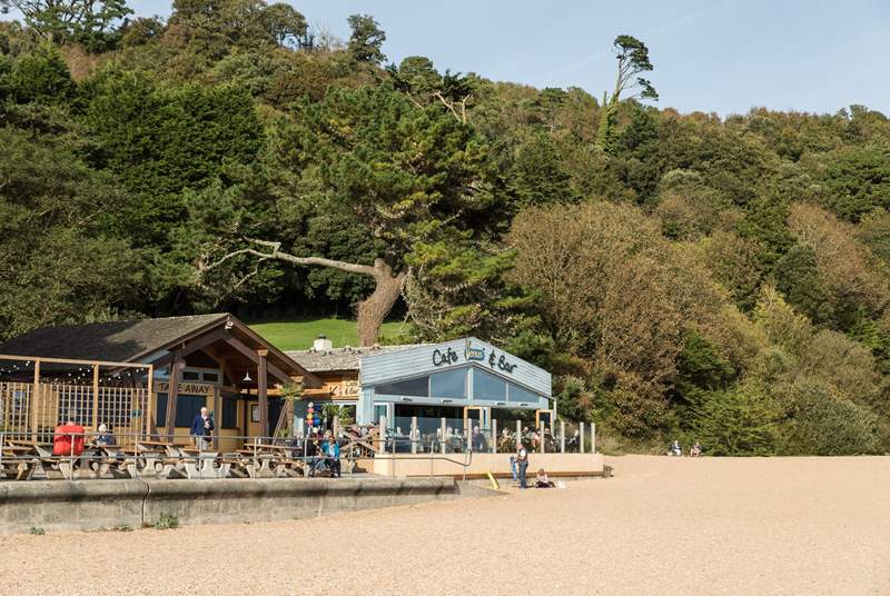 The beach cafe welcomes you to Blackpool Sands.