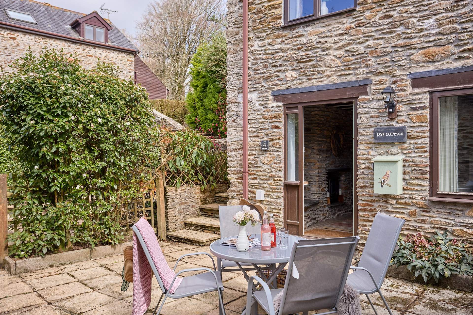 The gorgeous courtyard garden also has a raised courtyard area. 
