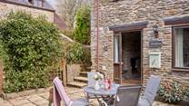 The gorgeous courtyard garden also has a raised courtyard area. 