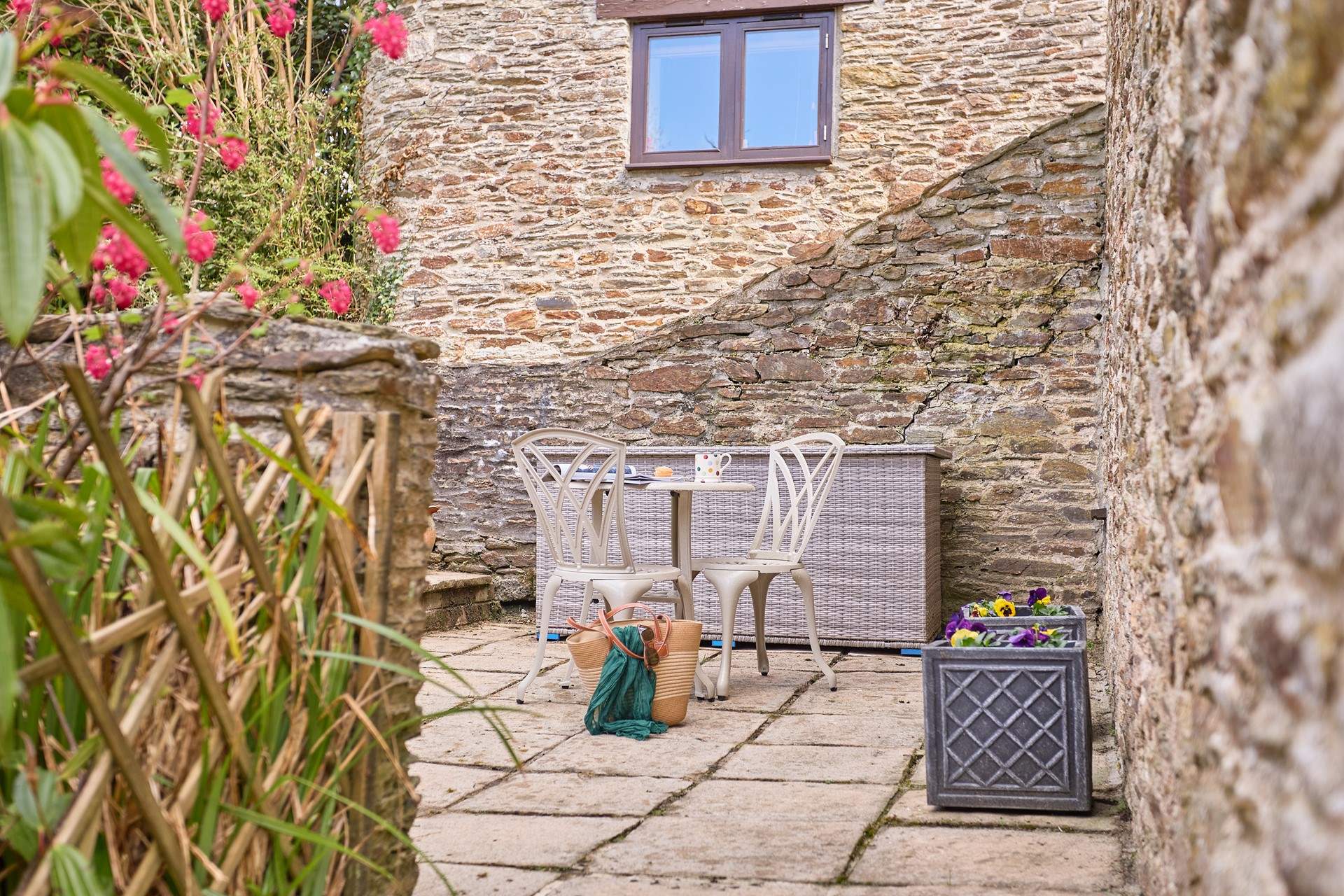 The raised courtyard area.