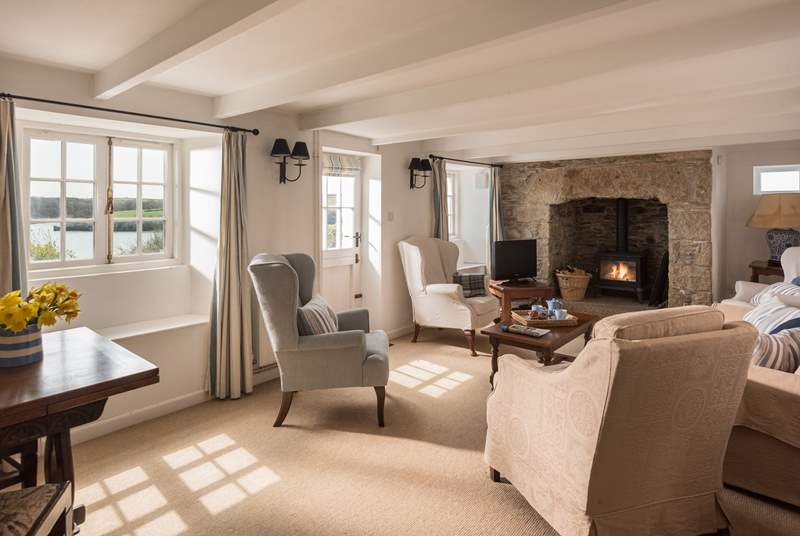 The cosy sitting-room with a stable-door to the terrace.