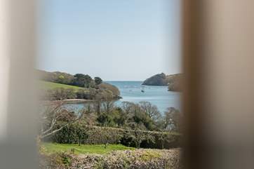 The master bedroom has views all the way out to sea.