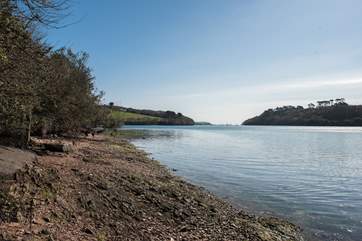 Private water frontage at White Cottage with views out to sea (please be aware of the tide).